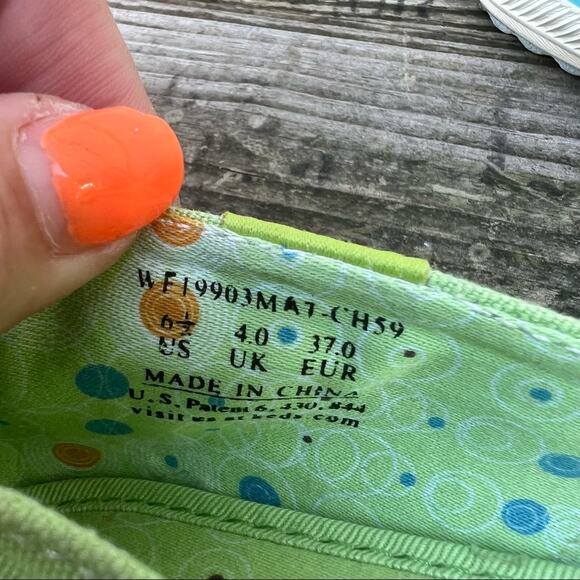 Keds bright green twill canvas fray toe slide on shoes - Picture 3 of 7